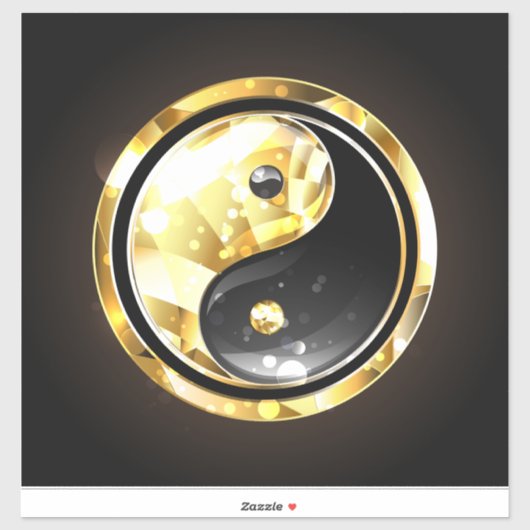Sticker Yin Yang or sur noir (Feuille)