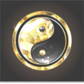 Sticker Yin Yang or sur noir (Devant)