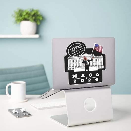 STICKER YO TRUMP SERVICE SECRETS (Ordinateur portable sur le bureau)