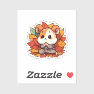 Sticker Yoga de hamster automnal kawaii