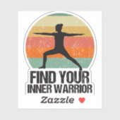 Sticker Yoga Warrior 2 Citation Inspirationnelle Sunset Fe (Feuille)