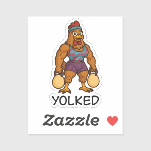 Sticker Yolked Hen – Funny Strong Chicken Kettlebell Gym (Feuille)