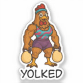 Sticker Yolked Hen – Funny Strong Chicken Kettlebell Gym (Recto)