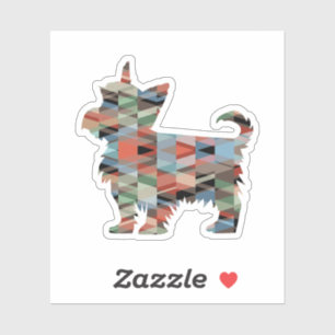 Sticker Yorkie Chien race Geo Silhouette Plaid