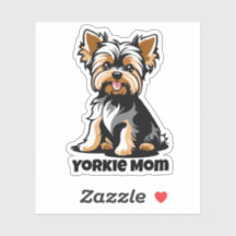 Sticker Yorkie Mom Die-Cut | Texte personnalisé di