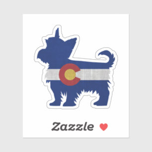 Sticker Yorkie Terrier Chien race Colorado Drapeau Silhoue