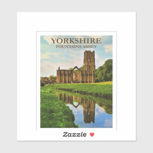 Sticker Yorkshire, Abbaye de Fountains, (Feuille)