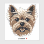 Sticker Yorkshire Terrier mignon Chien Yorkie Visage Conto (Feuille)