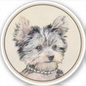 Sticker Yorkshire Terrier Puppy Peinture Chien original (Devant)