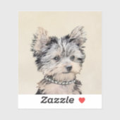 Sticker Yorkshire Terrier Puppy Peinture Chien original (Feuille)