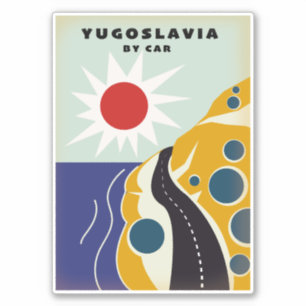 Sticker Yougoslavie En voiture poster de voyage vintage