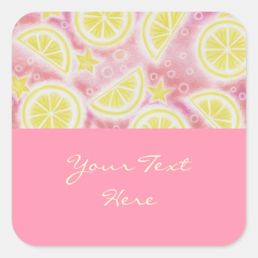 sticker "Your Text" en limonade rose carré rose (Devant)