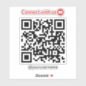 Sticker Youtube Connect Us Qr Code Blanc (Feuille)