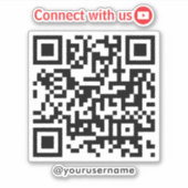 Sticker Youtube Connect Us Qr Code Blanc (Devant)