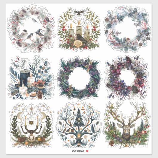 Sticker Yule | gothique, païen, nordique, solstice (Feuille)