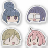 Sticker Yuru Camp Tous Les Caractères Chibi Sytle (Devant)