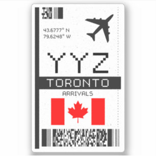 Sticker YYZ Toronto, Passe d'embarquement à l'aéroport du 
