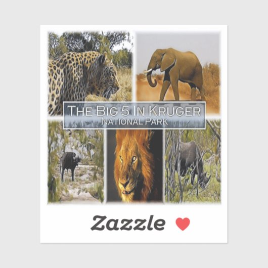 Sticker ZA * AFRIQUE DU SUD - LE GROS 5 à KRUGER N. P. (Feuille)