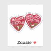 Sticker Zagreb, Croatie : Licitar En Forme De Coeur (Feuille)