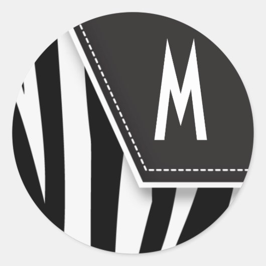Sticker Zany Zebra Monogram (noir) (Devant)