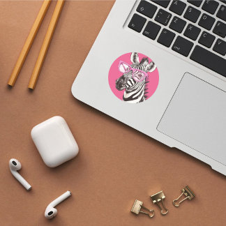 Sticker Zebra avec lunettes roses