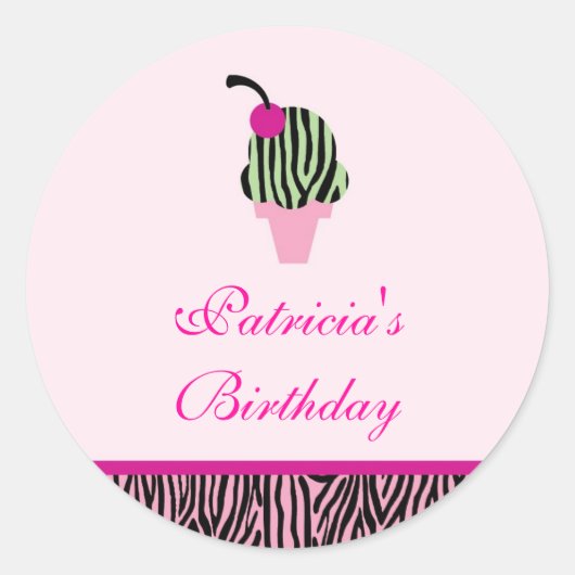 Sticker Zebra Print Ice Cream Favoriser (Devant)