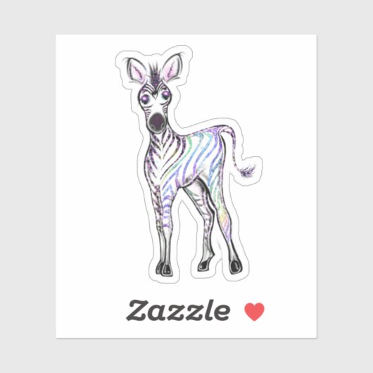 Sticker Zèbre arc-en-ciel (Feuille)
