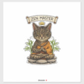Sticker Zen Master Cat Funny Chill Gray Tabby Cat Gift  (Feuille)