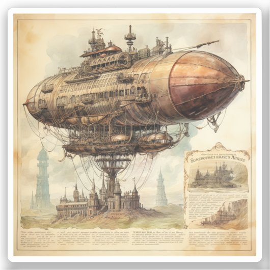 Sticker Zeppelin Steampunk vintage (10) (Recto)