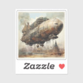 Sticker Zeppelin Steampunk vintage (2) (Feuille)
