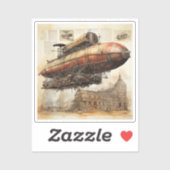 Sticker Zeppelin Steampunk vintage (3) (Feuille)
