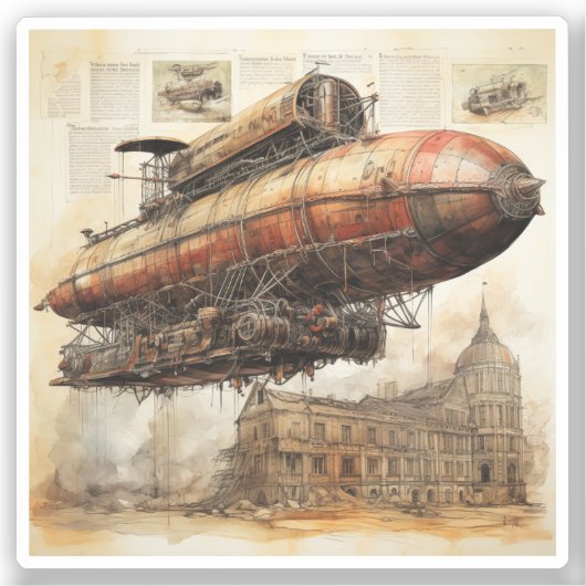 Sticker Zeppelin Steampunk vintage (3) (Recto)
