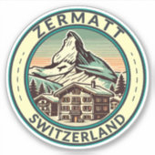 Sticker Zermatt Suisse Illustration Insigne d'art de voyag (Devant)