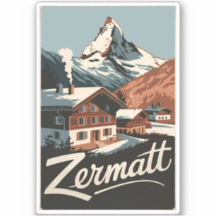 Sticker Zermatt Suisse Travel Art Vintage