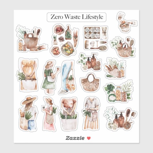 Sticker Zéro Déchets Lifestyle Self-Care Journal (Feuille)