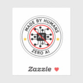 Sticker Zéro IA 100% Contenu humain (Feuille)