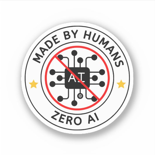 Sticker Zéro IA 100% Contenu humain (Devant)