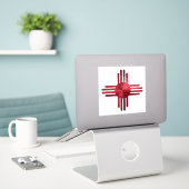 Sticker Zia Soleil Rouge (Ordinateur portable sur le bureau)