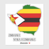 Sticker Zimbabwe Drapeau Charme Carte Patriotique (Feuille)