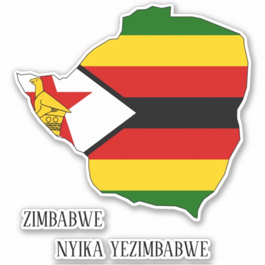Sticker Zimbabwe Drapeau Charme Carte Patriotique (Devant)