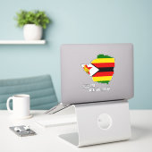 Sticker Zimbabwe Drapeau Charme Carte Patriotique (Ordinateur portable sur le bureau)