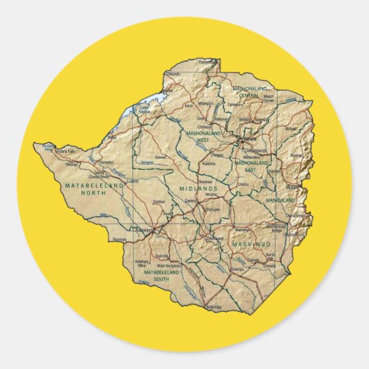 Sticker Zimbabwe Map (Devant)