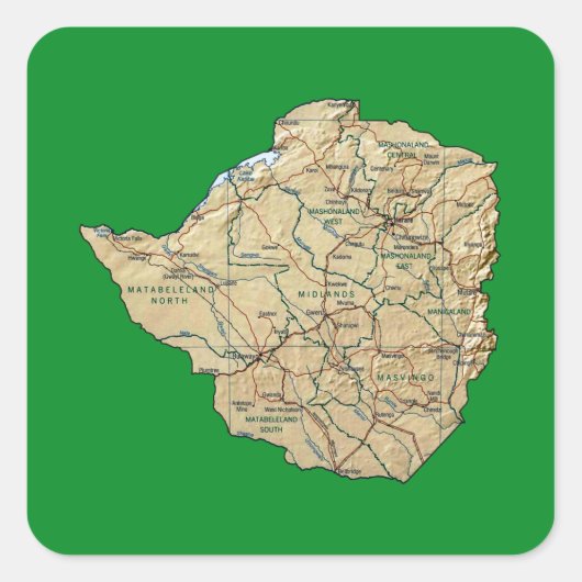 Sticker Zimbabwe Map (Devant)