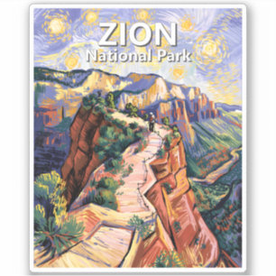 Sticker Zion Angels Landing Sentier de Randonnée Coloré Va