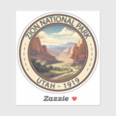 Sticker Zion National Park Illustration Art de voyage (Feuille)