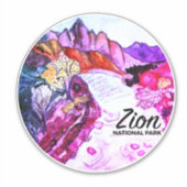 Sticker Zion National Park Utah Camping Trip Aquarelle (Devant)