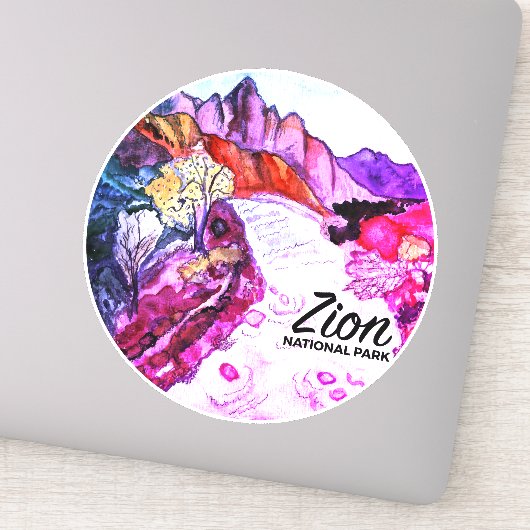 Sticker Zion National Park Utah Camping Trip Aquarelle (Détail)