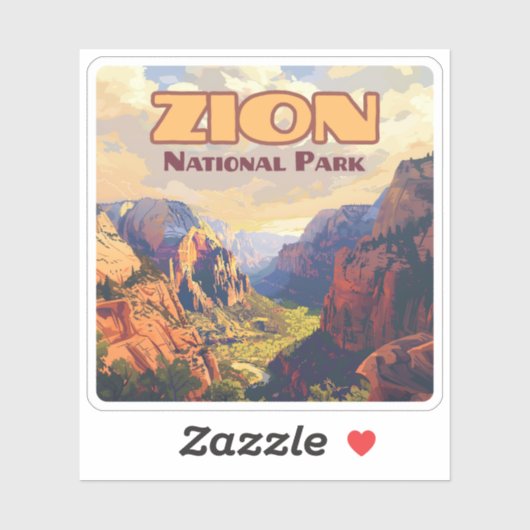 Sticker Zion National Park Utah Moab Canyon Retro (Feuille)