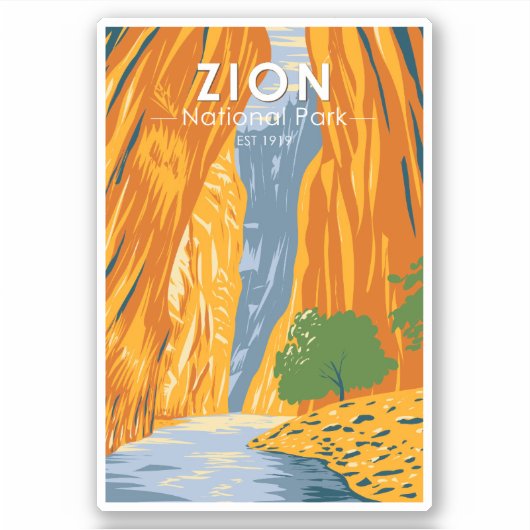 Sticker Zion National Park Utah The Narrows Vintage (Devant)