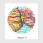 Sticker Zion National Park Utah Watercolor (Feuille)